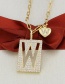 Fashion Gold Color Plated W Square Letter With Heart Necklace