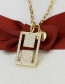 Fashion Gold Color Plated H Square Letter With Heart Necklace