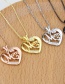 Fashion Platinum Plated White Zirconium Heart Shaped Letter Diamond Hollow Pendant Necklace