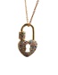 Fashion Heart Lock 3o Sub Chain Gold Color Love Heart Diamond Geometric Pendant Necklace