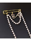 Fashion Gold Color Pentagram Letter Pearl Chain Brooch