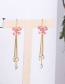 Fashion Cherry Blossom Powder Tassel Butterfly Diamond Long Alloy Earrings