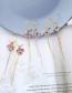 Fashion Cherry Blossom Powder Flower Tassel Diamond Earrings