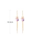 Fashion Fuchsia Alloy Long Earrings With Fringed Flowers And Diamonds