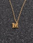 Fashion Gold Coloren W Geometric Stainless Steel Letter Necklace