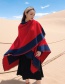 Fashion Brick Red Solid Color Border Knitted Imitation Cashmere Split Long Shawl
