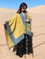 Fashion Yellow. Solid Color Border Knitted Imitation Cashmere Split Long Shawl