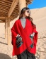 Fashion Scarlet Imitation Cashmere Split Fringe Stitching Shawl