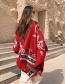 Fashion Dark Red Split Thick Warm Cashmere Cloak Shawl