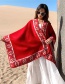 Fashion Red Wine Cashmere Padded Jacquard Cloak Coat