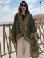 Fashion Army Green Cashmere Padded Jacquard Cloak Coat