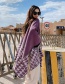 Fashion Taro Purple Houndstooth Warm Thick Knitted Cashmere Split Shawl