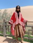 Fashion Scarlet Thick Knitted Cashmere Stripe Slit Long Shawl