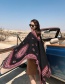 Fashion Black Red Thick Knitted Cashmere Split Cape Shawl