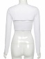 Fashion White Half-open Collar Long-sleeved One-way Neck Hollow T-shirt