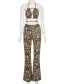 Fashion Leopard Lace-up Leopard Print High Waist Bag Hip Trousers Suit