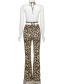 Fashion Leopard Lace-up Leopard Print High Waist Bag Hip Trousers Suit