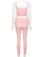 Fashion Pink Lace-up Slim-fit Hollow-hip Trousers Suit