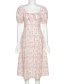 Fashion Apricot Princess Sleeve One-neck Split Print Dress