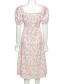 Fashion Apricot Princess Sleeve One-neck Split Print Dress