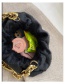 Fashion Black Furry Thick Chain Pleated Shoulder Bag