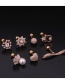 Fashion 5#gold Color Pearl Stainless Steel Thread Inlaid Zircon Geometric Earrings