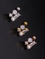 Fashion 5#silver Color Flower Double Head Screw Stainless Steel Inlaid Zircon Geometric Stud Earrings