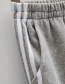 Fashion Gray Striped Leg Opening Elastic Waist Long