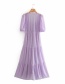 Fashion Purple Cross Tie V-neck Stitching Dress