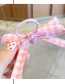 Fashion Pink Plaid [1 Pair] Bowknot Fabric Lattice Elastic Childrens Hair Rope