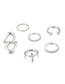 Fashion Silver Color Geometric Cross Round Open Ring Set