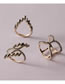Fashion Gold Color Diamond Geometric V-shaped Ring Set