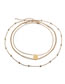Fashion Gold Color Alloy Disc Multilayer Rice Bead Necklace