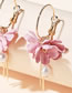 Fashion Pink Flower Pearl Pendant Alloy Earrings