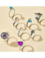 Fashion Silver Color Diamond Drop Geometric Crown Ring Set