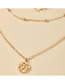 Fashion Gold Color Round Bead Map Five-pointed Star Disc Multilayer Necklace