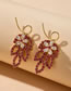 Fashion Red Hollow Leaf Diamond Flower Earrings
