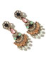 Fashion Color Mixing Peacock Feather Flower Diamond Alloy Earrings