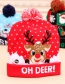 Fashion Elk Snowflake Christmas Tree Stripe Print Childrens Knitted Woolen Christmas Hat With Electricity