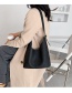 Fashion Black Solid Color Soft Leather Stitching One-shoulder Mother And Daughter Bag