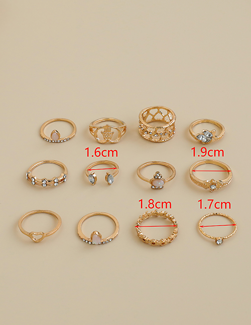 Fashion Golden Alloy Diamond Palm Love Ring Set