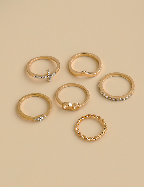 Fashion Golden Alloy Diamond Cross Ring Set