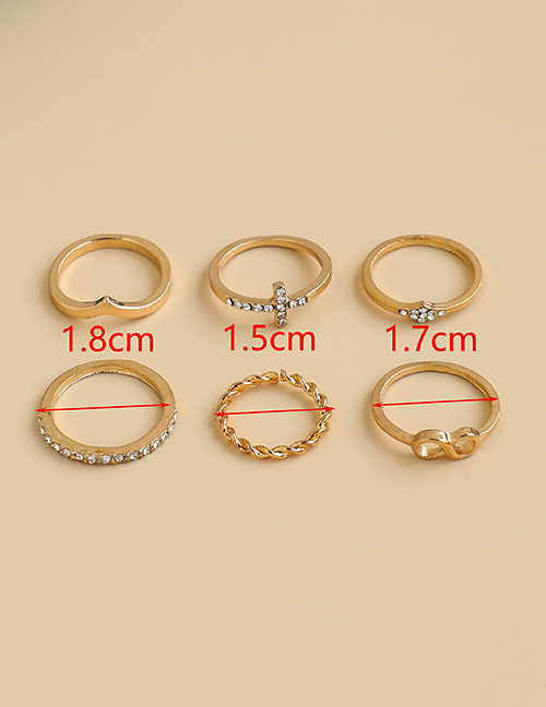 Fashion Golden Alloy Diamond Cross Ring Set
