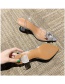 Fashion Silver Color Baotou Transparent Pointed Sun Flower Rhinestone High Heel Sandals