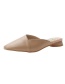 Fashion Khaki Pointed Splicing Flat Half Slippers Without Heel