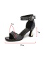 Fashion Black Houndstooth High Heel Square Toe Open Toe Sandals