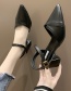 Fashion Black Pointed Toe Slippers With Thick Heel And A Buckle