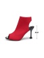 Fashion Apricot Fish Mouth Stiletto Heel Open Toe Knitted Elastic Stretch Sandals