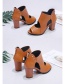Fashion Light Brown Thick High-heeled Fish Mouth Sandals