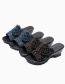 Fashion Blue Flat Rhinestone High Thick Heel Flat Large Size Sandals And Slippers